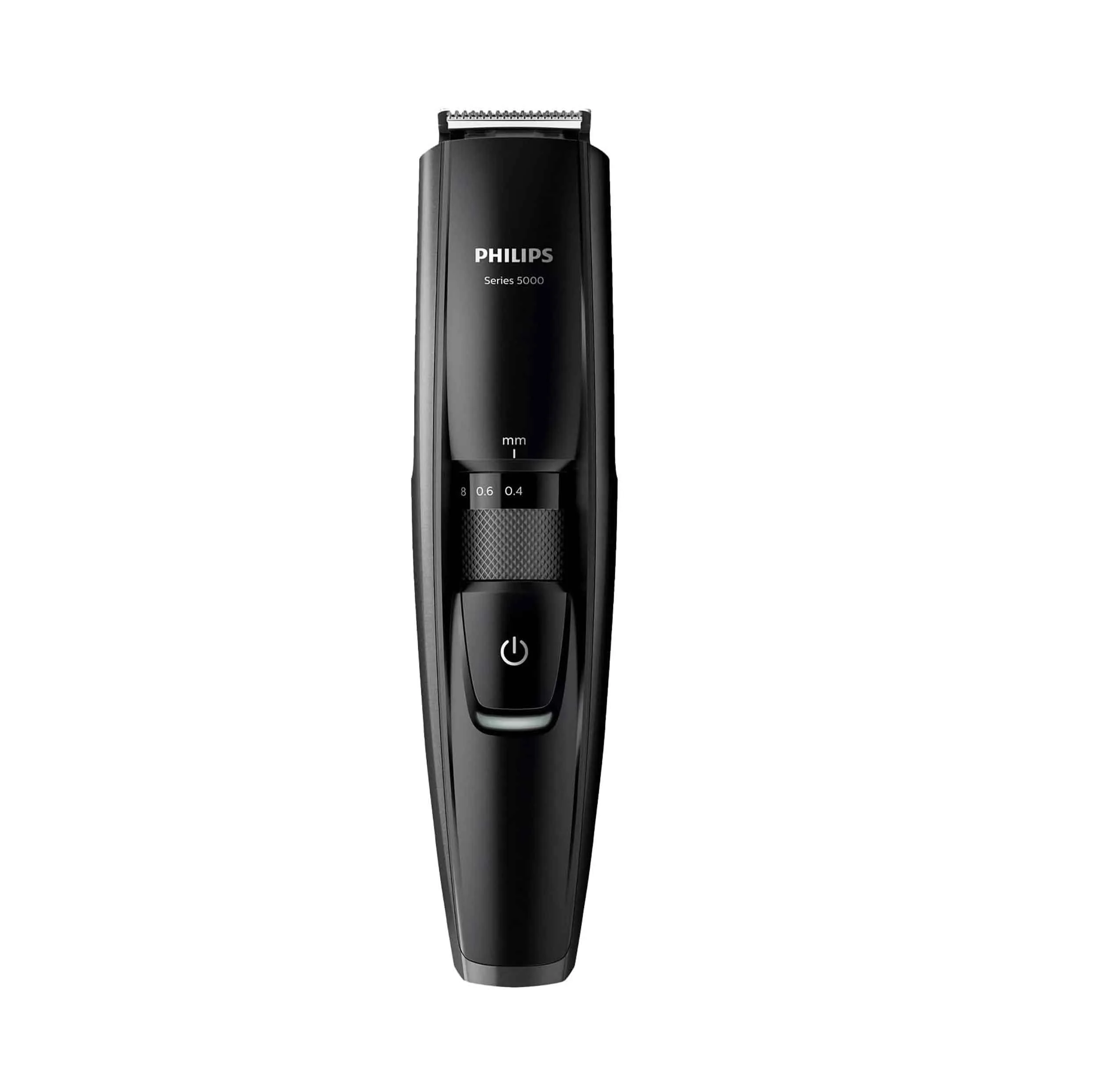 ماشین اصلاح موی صورت فیلیپس مدل BT5200/16 با تیغه‌های استیل ضدزنگ خود تیزشونده، طول اصلاح 0.4 تا 10 میلی‌متر، قابلیت استفاده با باتری و برق، شارژ USB یک ساعته و ضدآب با طراحی ارگونومیک و شانه قابل تنظیم دستی