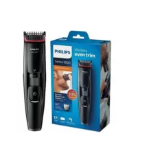 ماشین اصلاح موی صورت فیلیپس مدل BT5200/16 با تیغه‌های استیل ضدزنگ خود تیزشونده، طول اصلاح 0.4 تا 10 میلی‌متر، قابلیت استفاده با باتری و برق، شارژ USB یک ساعته و ضدآب با طراحی ارگونومیک و شانه قابل تنظیم دستی