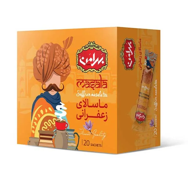 پودر چای ماسالای زعفرانی بهرامن - 21 گرم بسته 20 عددی