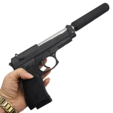 تفنگ بازی ناب سل مدل کلت خشاب خور C19 کد AIRSOFT GUN C19 مناسب برای نوجوانان به همراه صدا خفه کن