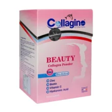 پودر کلاژن تقویت‌کننده پوست، مو و ناخن کلاژینو بیوتی مدل Beauty حاوی کلاژن پپتاید ماهی، ویتامین سی، زینک، بیوتین و هیالورونیک اسید، مکمل 5 در 1 ضدپیری و آنتی‌اکسیدان ساخت فرانسه، بسته 30 عددی
