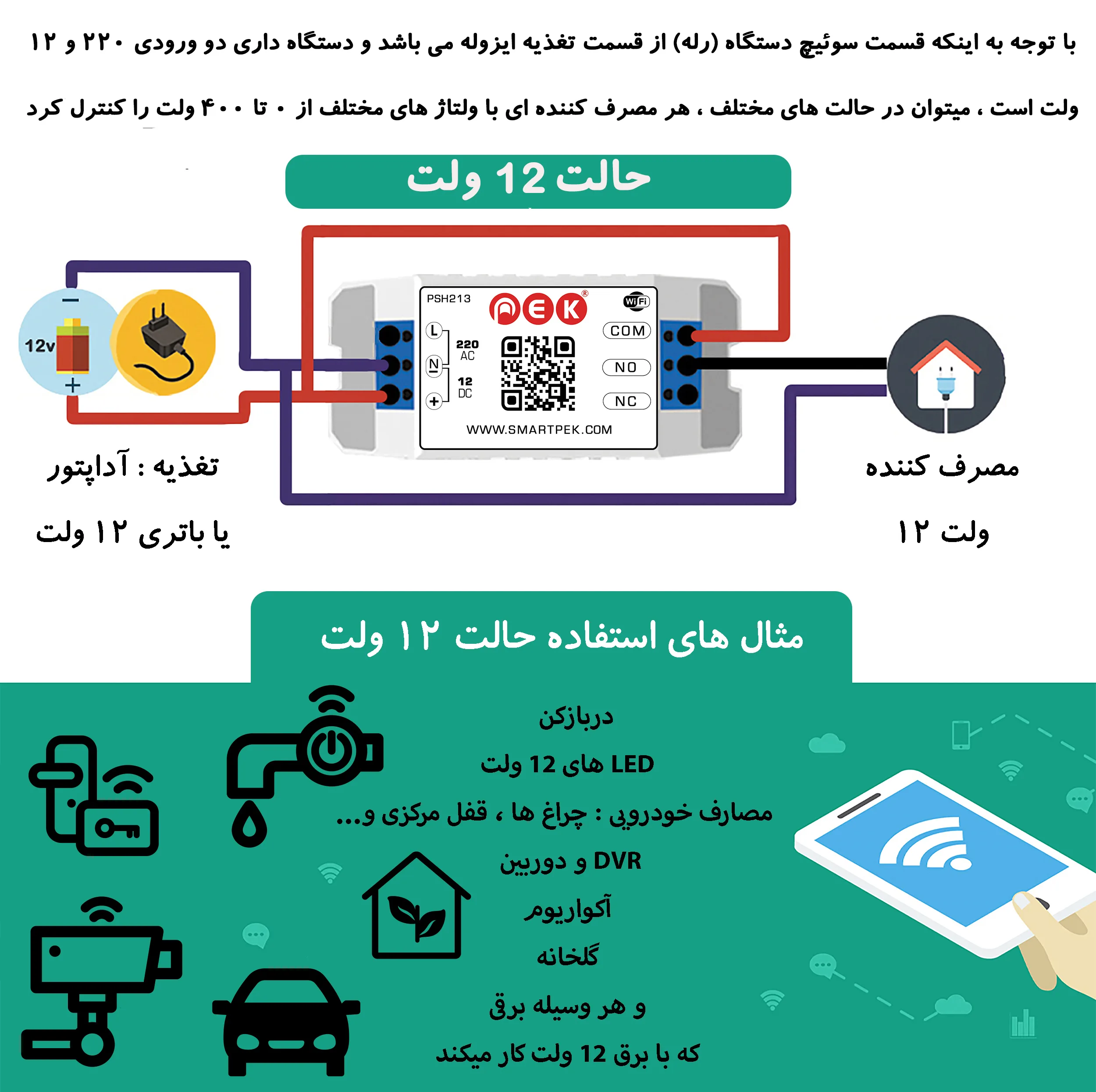 رله سوئیچ هوشمند پِک مدل تک کانال