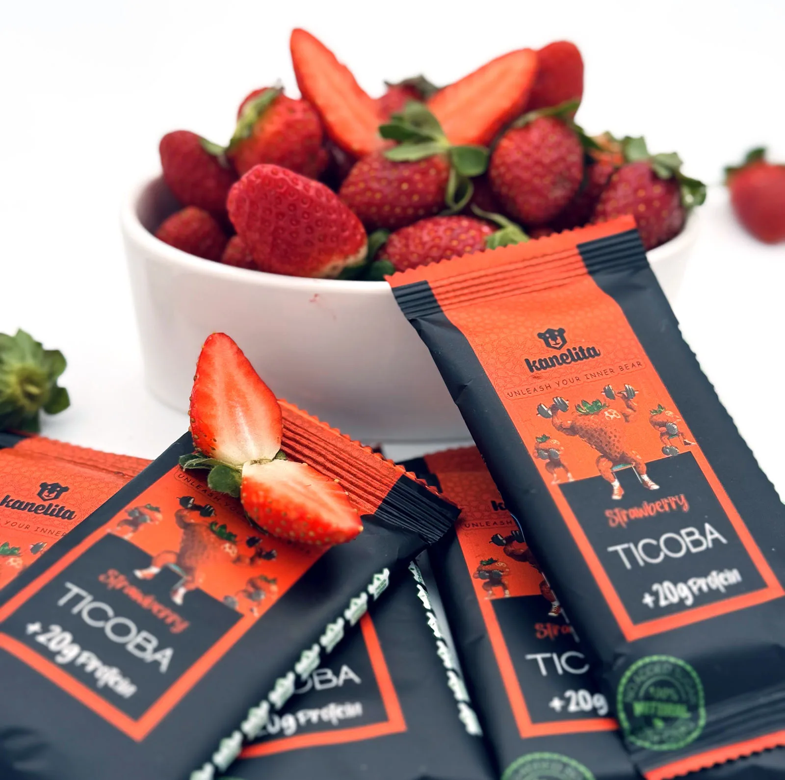 پروتئین بار توت فرنگی تیکوبا کنلیتا - 50 گرم بسته 12 عددی