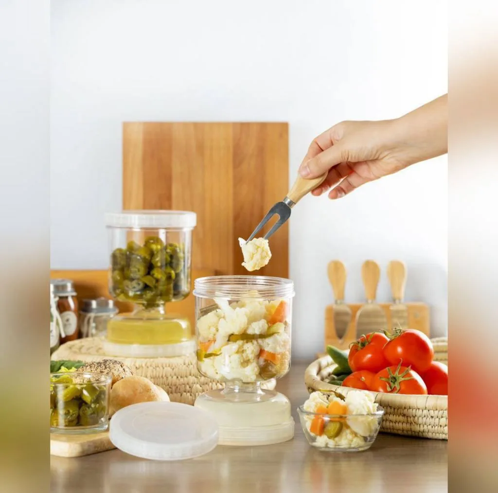 بانکه مدل ظرف خیار شور طرح ساعت شنی