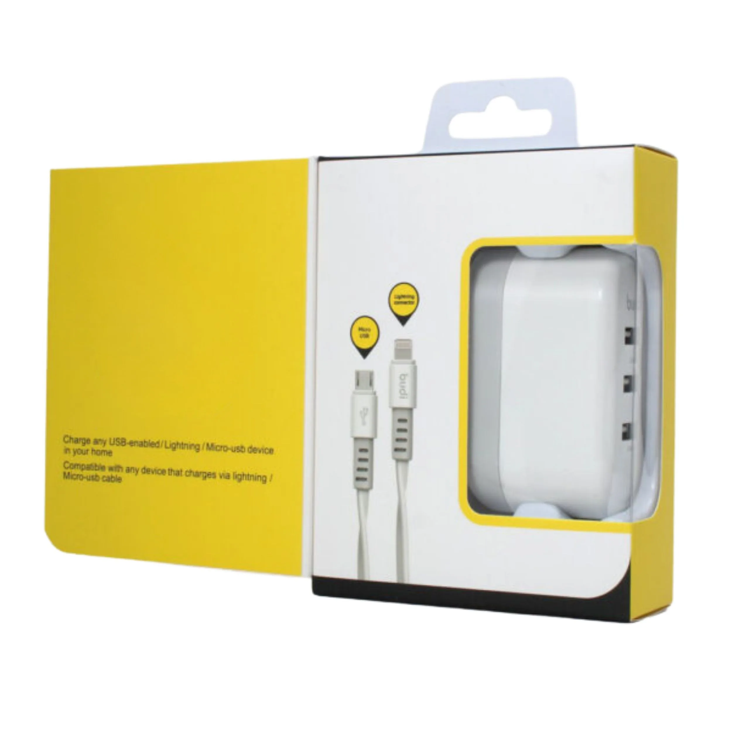 شارژر دیواری 12 وات سه پورت بودی مدل M8J312EM به همراه کابل تبدیل USB-A به Micro-USB و USB-A به لایتنینگ