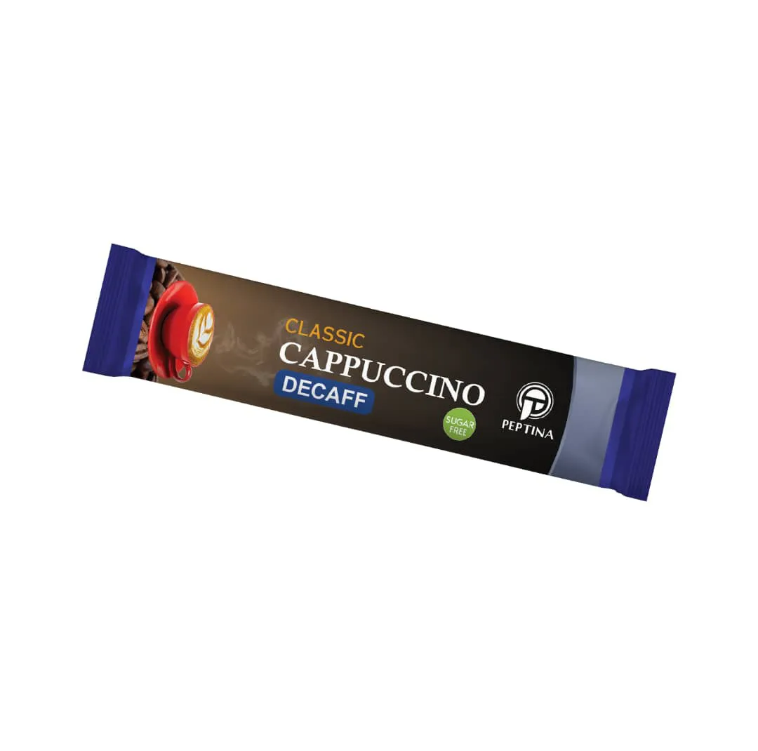 کاپوچینو کلاسیک بدون کافئین و بدون شکر و شیرین شده با استویا پپتینا - 100 گرم جعبه 10 عددی