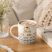 ماگ طرح هندسی مدرن مدل سرامیکی Good Starts With Coffee