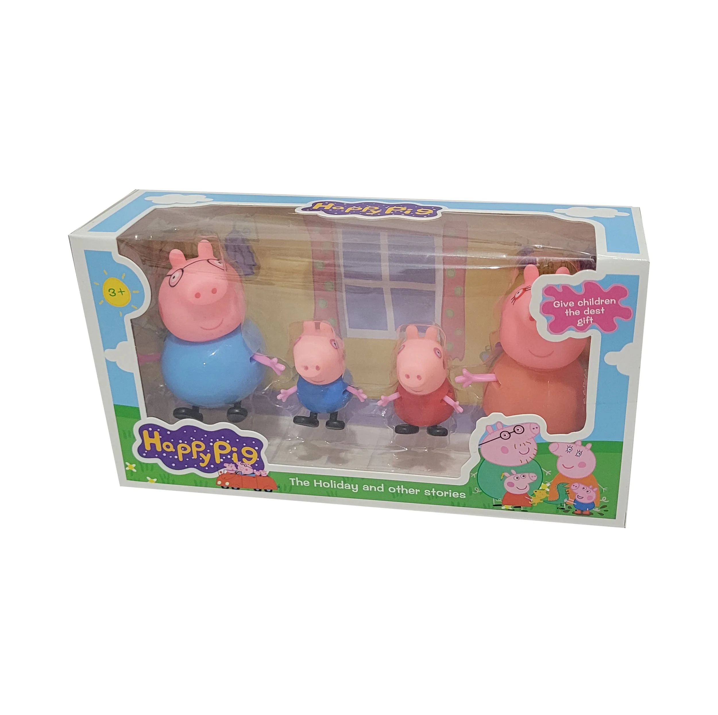فیگور طرح پپاپیگ مدل Happy pig کد 100 مجموعه 4 عددی