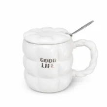 ماگ طرح پفکی مدل سرامیکی درب دار Good Life