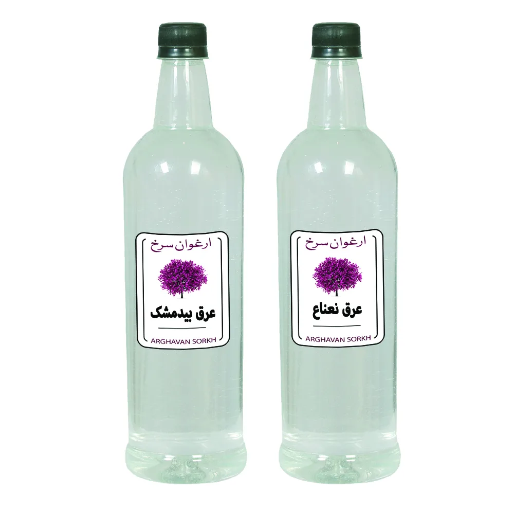 عرق نعناع و بیدمشک ارغوان سرخ - 1 لیتر بسته 2 عددی