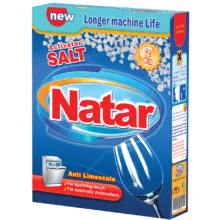 پودر ماشین ظرفشویی ناتار مدل لیمو  وزن 900 گرم به همراه نمک ماشین ظرفشویی ناتار مدل اکتیو وزن 2000 گرم