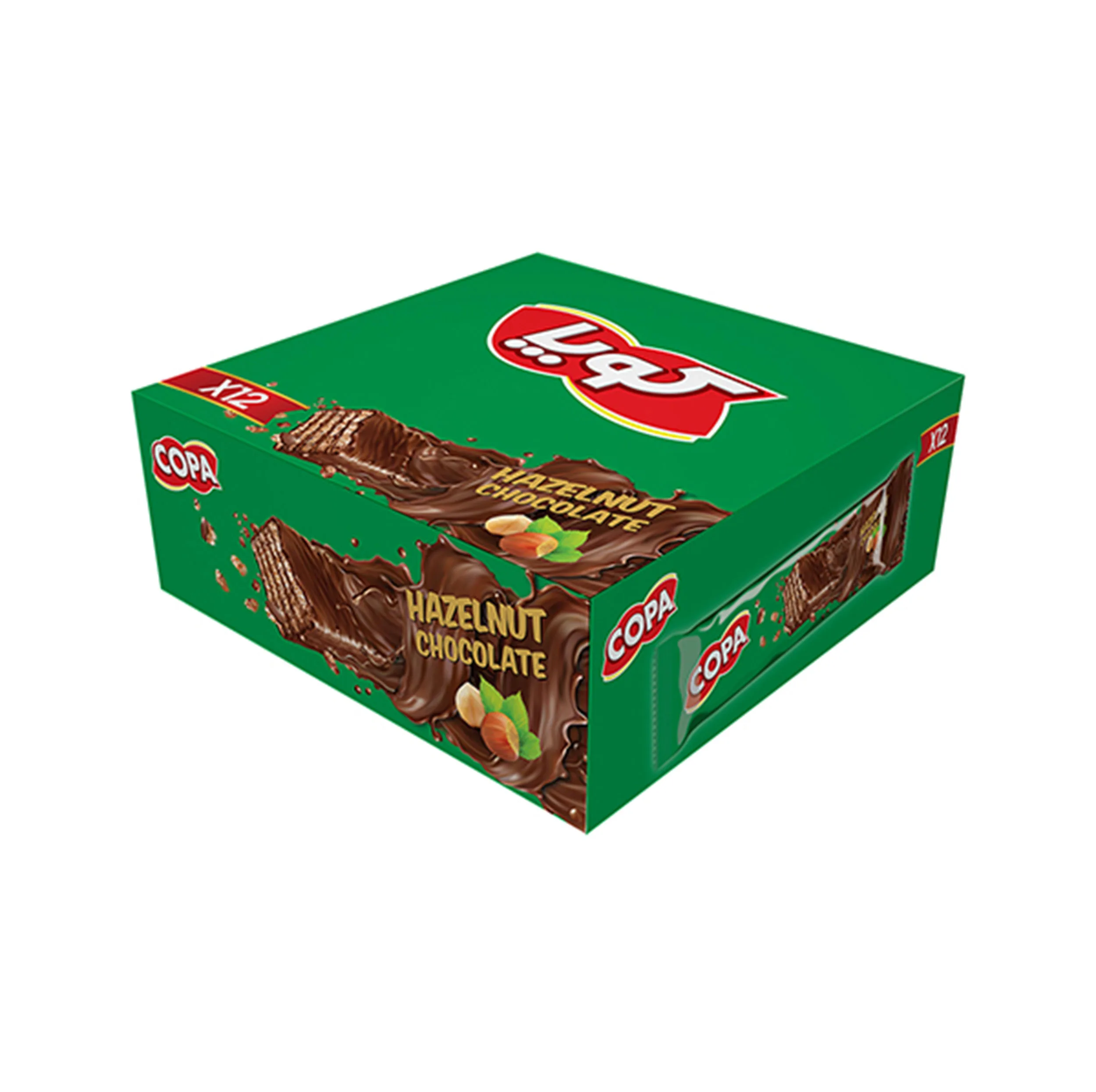ویفر کاکائویی با کرم فندقی کوپا بسته 12 عددی