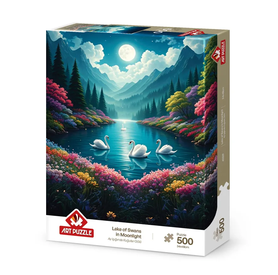 پازل 500 تکه آرت پازل مدل Lake of Swans in Moonlight كد 40509 مناسب نوجوان و بزرگسال