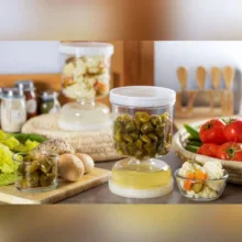 بانکه مدل ظرف خیار شور طرح ساعت شنی