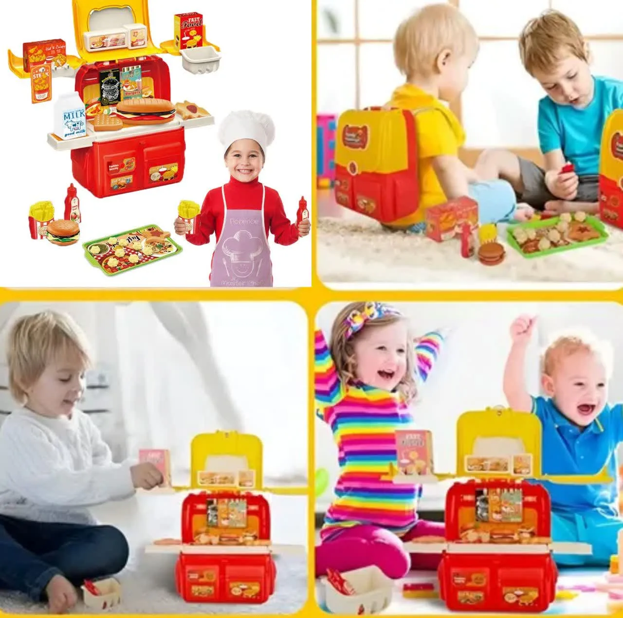 ست اسباب بازی آشپزخانه ناب سل مدل کوله پشتی فست فود 37 تکه 37PCS FAMILY HAMBURGER CHILDREN HOUSE