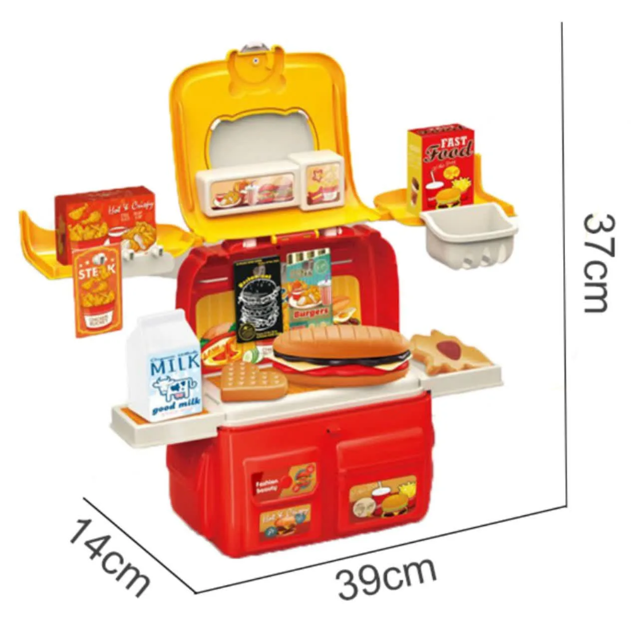 ست اسباب بازی آشپزخانه ناب سل مدل کوله پشتی فست فود 37 تکه 37PCS FAMILY HAMBURGER CHILDREN HOUSE