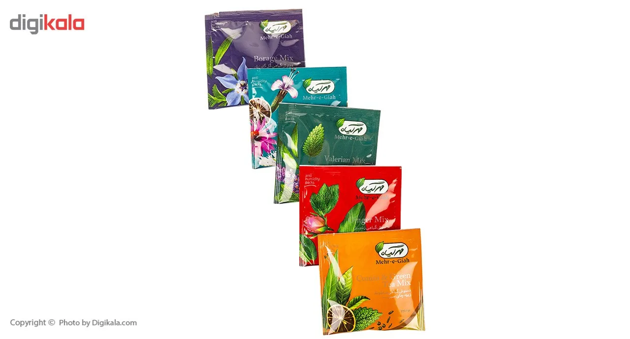 دمنوش گیاهی مهرگیاه بسته 30 عددی به همراه عسل بسته 12 عددی