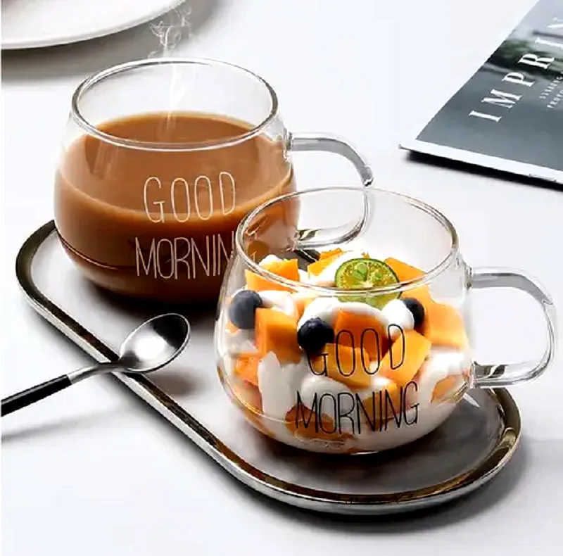 لیوان مدل GOOD MORNING به همراه زیر لیوانی