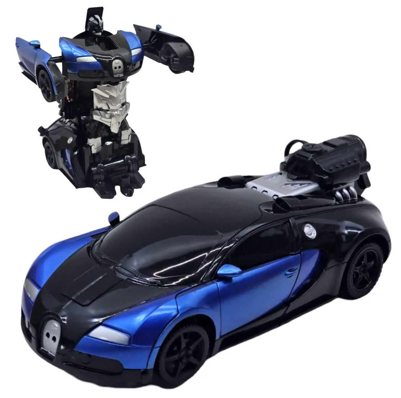 ماشین بازی کنترلی ناب سل مدل بوگاتی شارژی تبدیل شونده دودزا چراغدار Bugatti rechargeable remote control game machine with smoke and lights