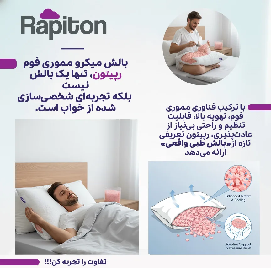 بالش رپیتون مدل میکرو مموری فوم کد S55 سایز 38*55 سانتی متر