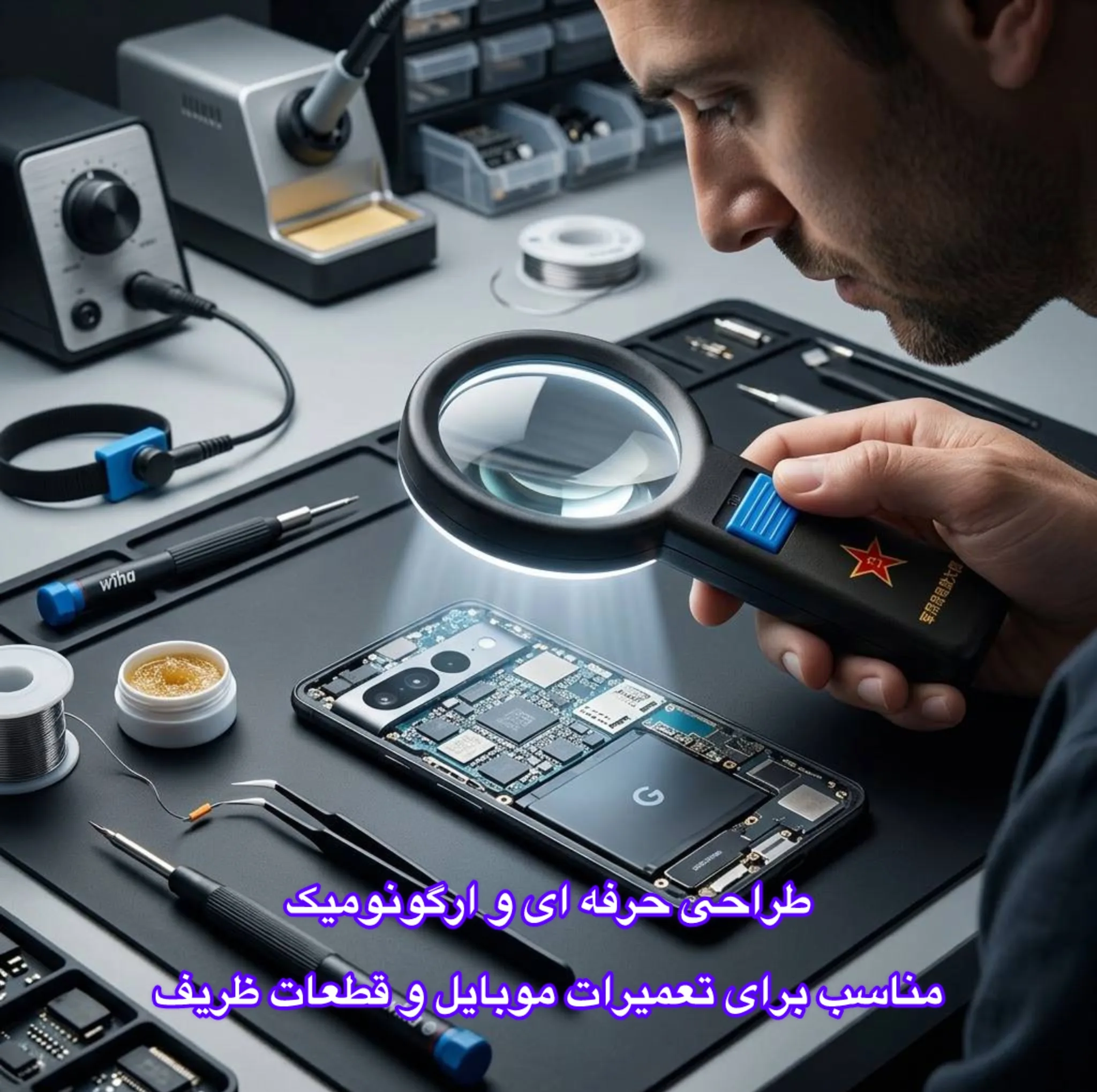 ذره بین مدل چراغ دار کد 80Mm