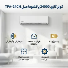 کولر گازی اسپلیت دیواری 24000 دور ثابت پاکشوما مدل TPA-24CH