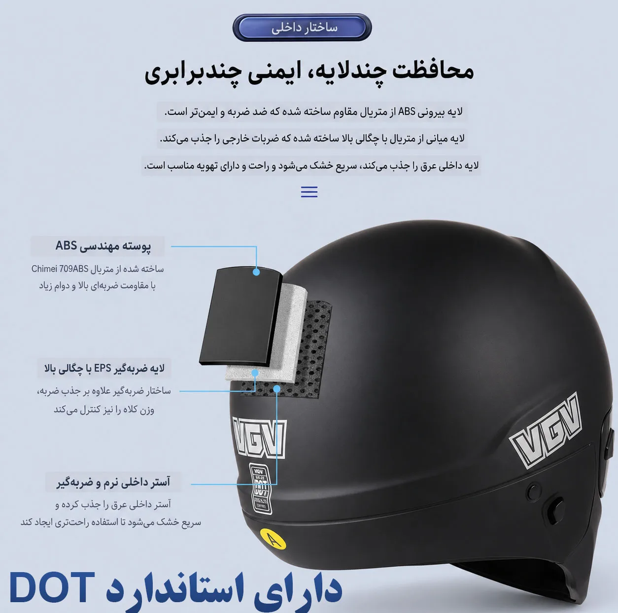 کلاه کاسکت فک جداشونده وی جی وی مدل VGV-50