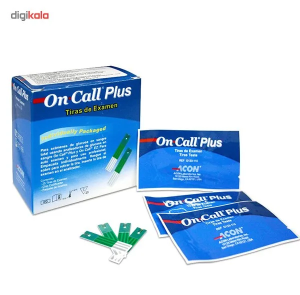 تست قندخون ایکان On Call Plus G113-111 به همراه یک بسته نوار تست On Call Plus G133-115