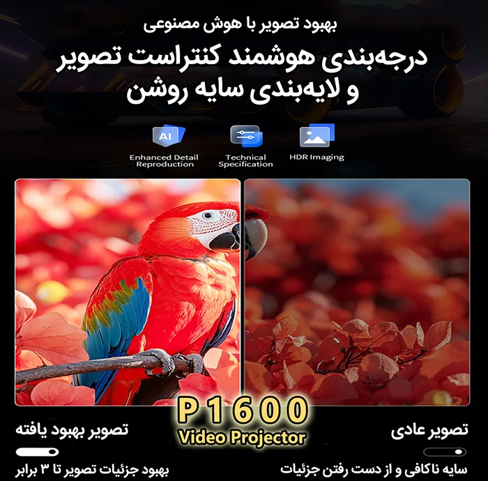 ویدئو پروژکتور مدل P1600 با وضوح تصویر 4K Ultra HD