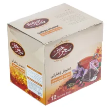 دمنوش کیسه ای هرمی زعفرانی سحرخیز بسته 12 عددی
