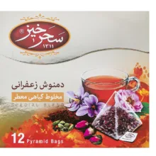 دمنوش کیسه ای هرمی زعفرانی سحرخیز بسته 12 عددی