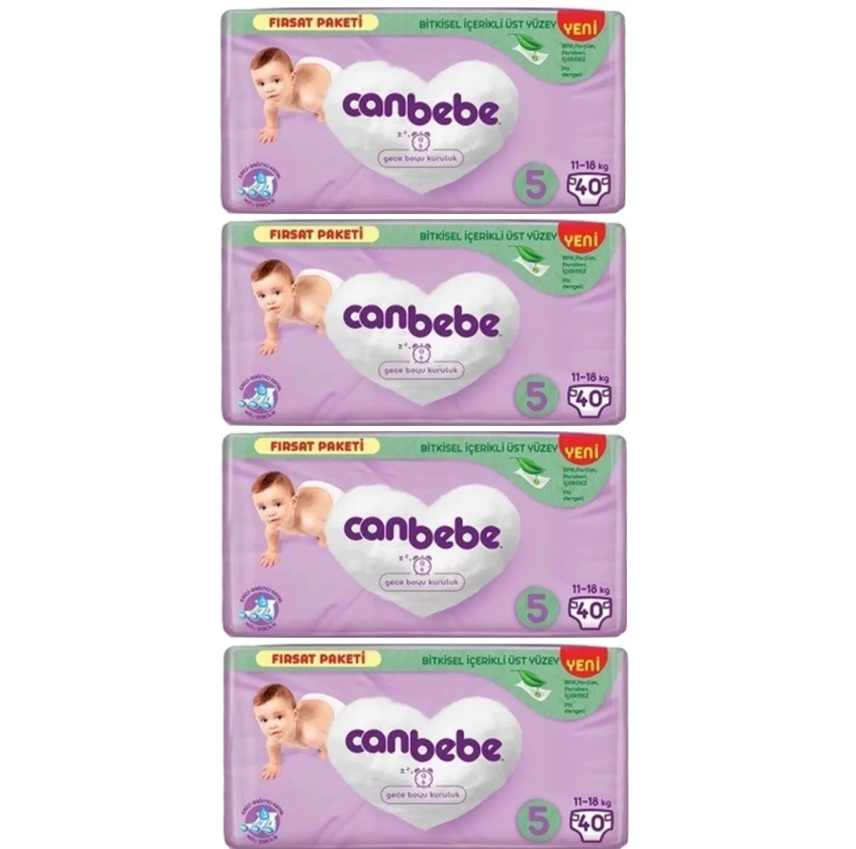 پوشک چسبی بچه جان به به مدل GECE BUYU KURULUK بسته 40 عددی مجموعه 4 عددی سایز 5