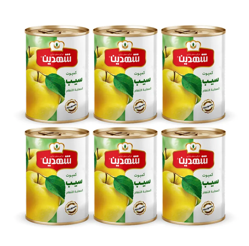 کمپوت سیب شهدین - 370 گرم بسته 6 عددی