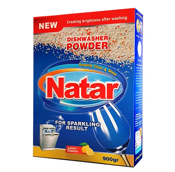 پودر ماشین ظرفشویی ناتار مدل لیمو وزن 900 گرم به همراه مایع براق کننده ماشین ظرفشویی ناتار مدل 01 حجم 500 میلی لیتر