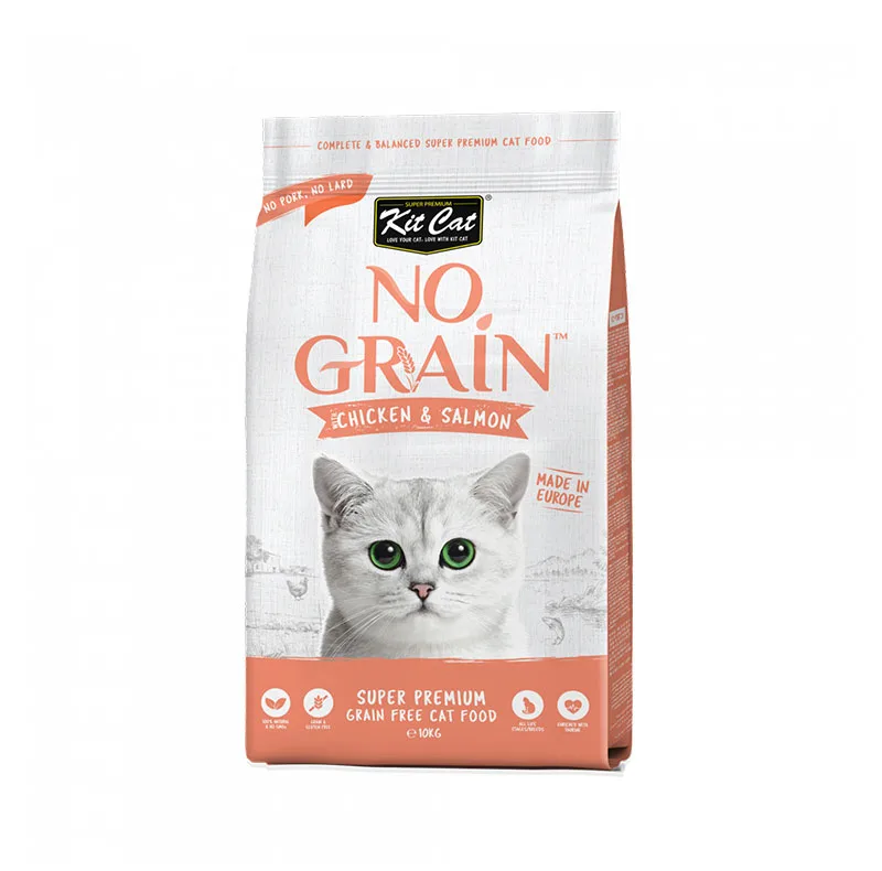 غذای خشک گربه بالغ کیت کت مدل No Grain Super Premium طعم مرغ و سالمون وزن 1 کیلوگرم