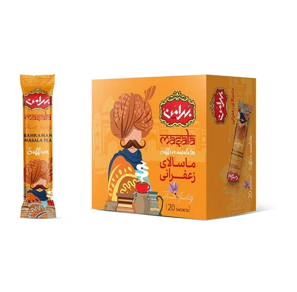 پودر چای ماسالای زعفرانی بهرامن - 21 گرم بسته 20 عددی