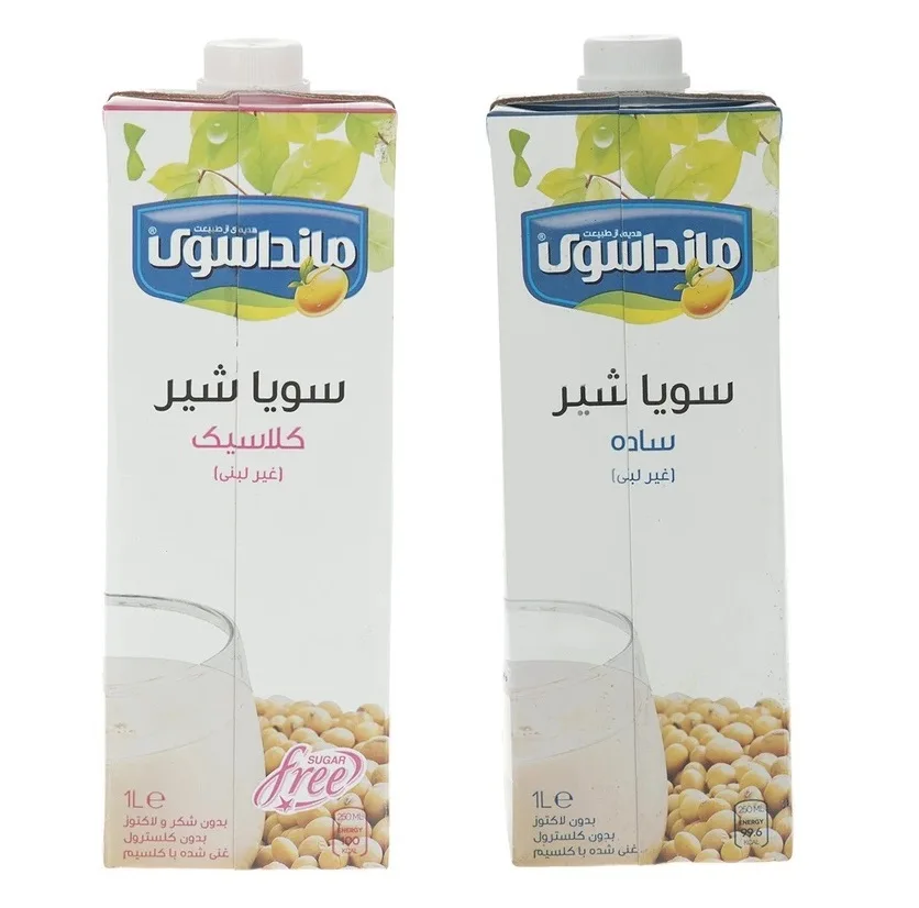 شیر سویا غیرلبنی کلاسیک و ساده مانداسوی - 1000 میلی لیتر بسته 2 عددی