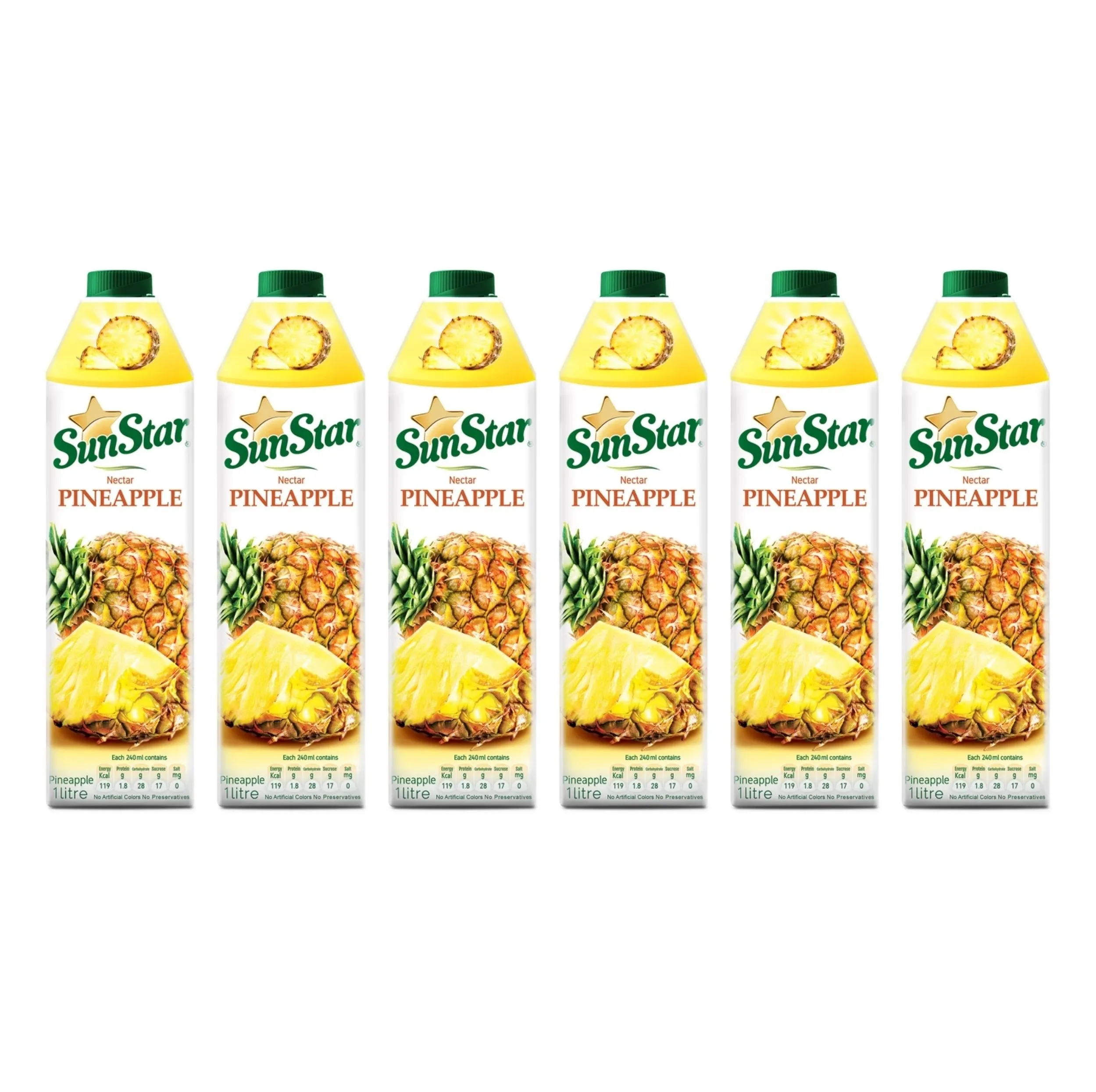 نکتار طبیعی آناناس سان استار - 1 لیتر بسته 6 عددی