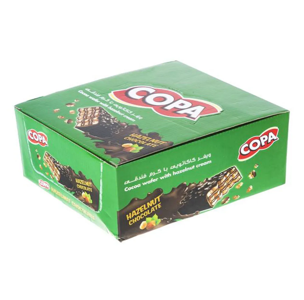 ویفر کاکائویی با کرم فندقی کوپا بسته 12 عددی