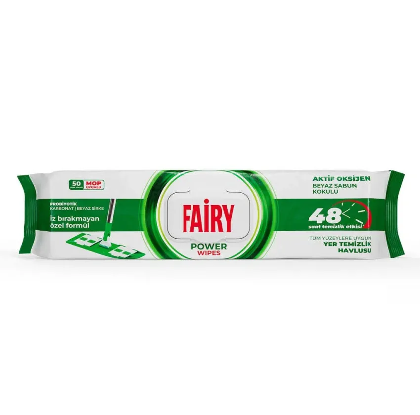 دستمال نظافت مخصوص تی فیری مدل power wipes بسته 50 عددی