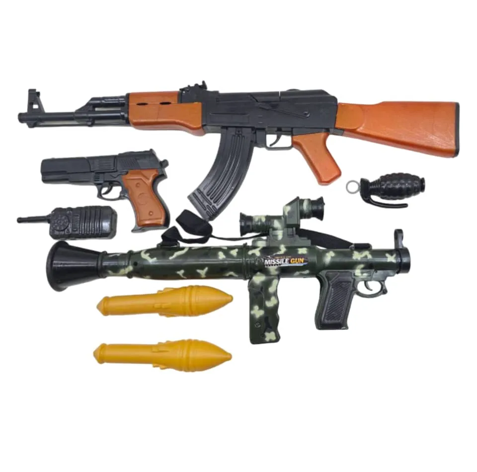 ست تفنگ بازی ناب سل مدل کماندو آر پی جی کلاشینکف کلت RPG AK-47 COLT