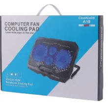 پایه خنک‌کننده لپ‌تاپ کول کلد مدل a18 دارای چهار عدد فن مناسب برای لپ تاپ‌های 14.1 تا 15.6 اینچی