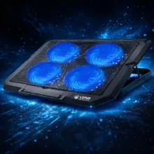 پایه خنک‌کننده لپ‌تاپ مدل GF217-BLUE LIGHT دارای چهار عدد فن مناسب برای لپ تاپ‌های 13 تا 15 اینچی