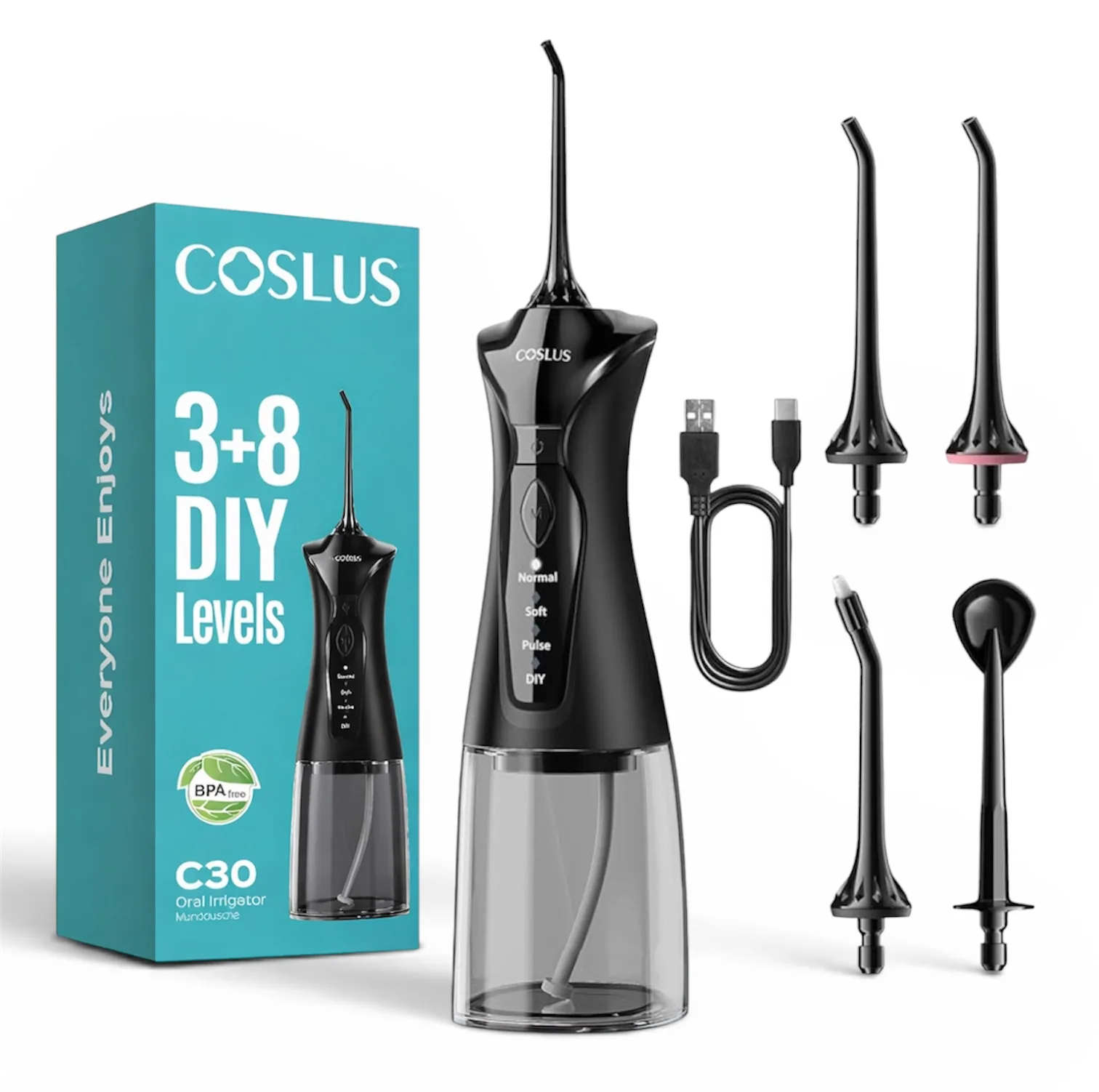 دستگاه شستوشوی دهان و دندان شارژی کاسلاس مدل COSLUS C30 به همراه 4 سری