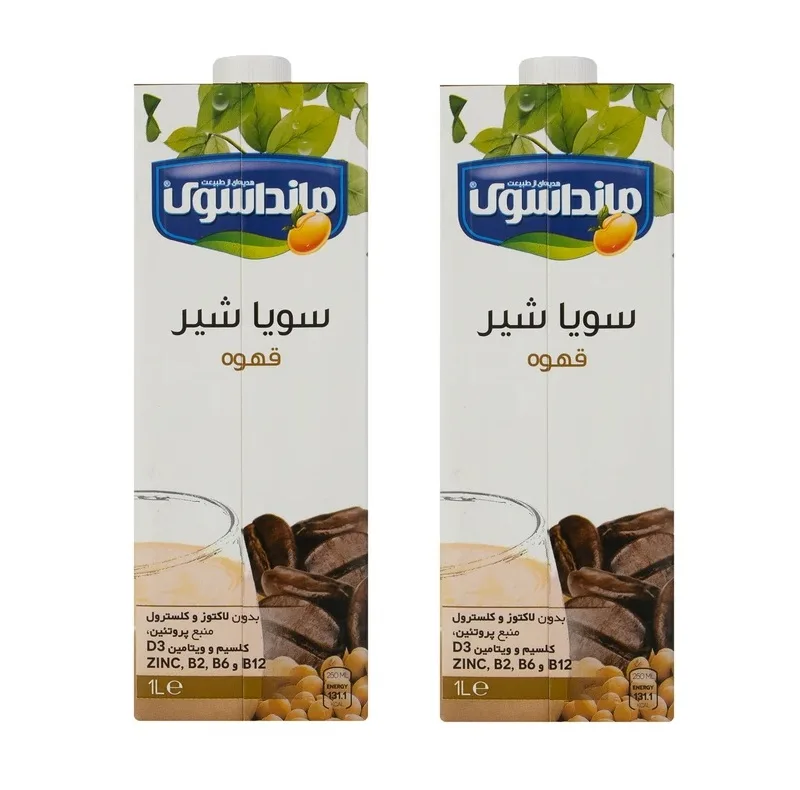 شیر سویا قهوه غیرلبنی مانداسوی - 1000 میلی لیتر بسته 2 عددی