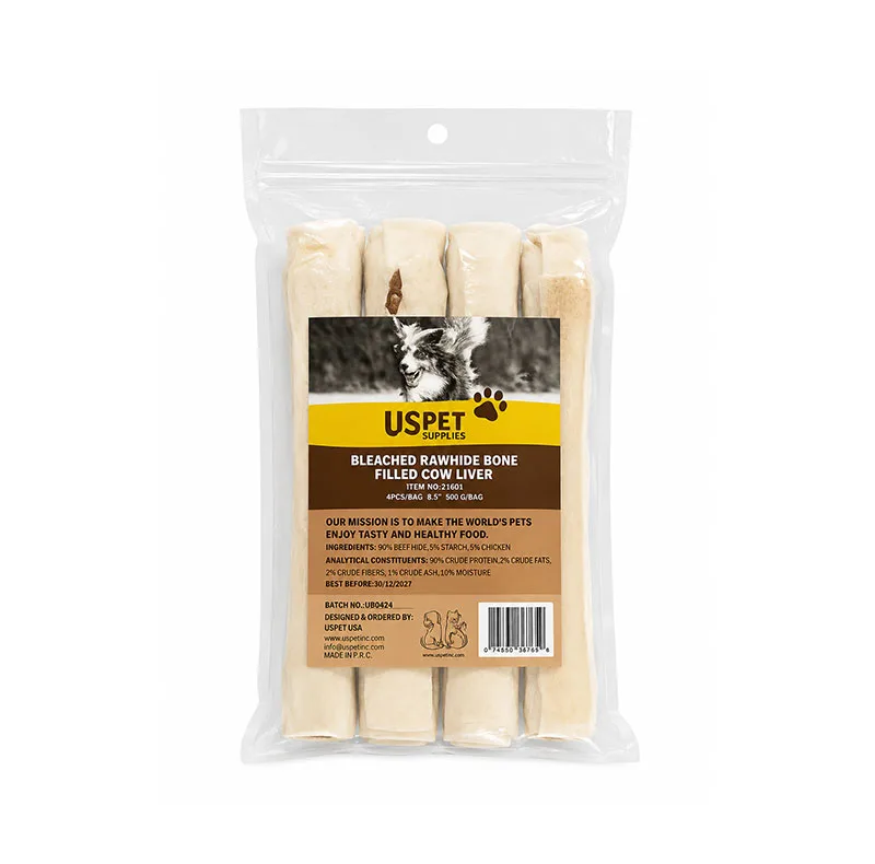 تشویقی سگ یو اس پت مدل Bleached Rawhide Bones طعم مغز جگر وزن 500 گرم