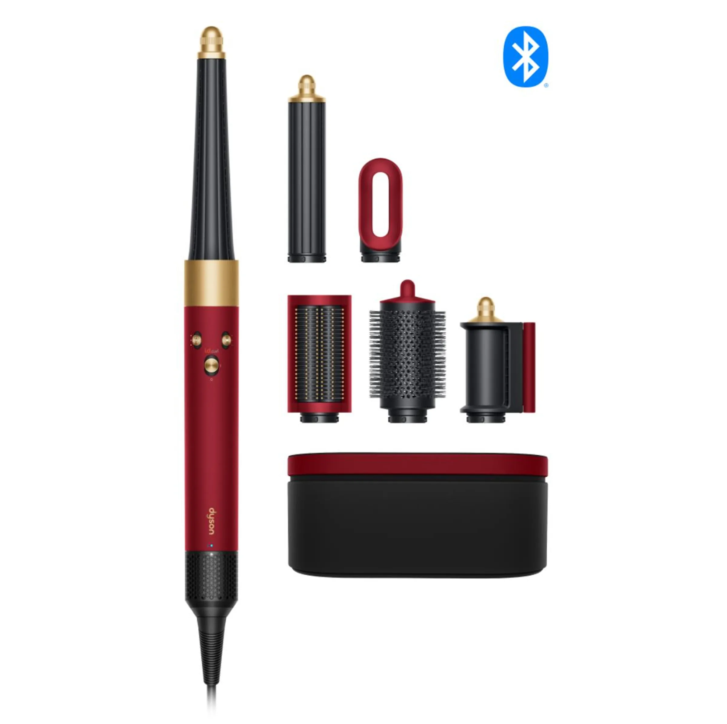 سشوار برسدار حالتدهنده 1300 وات دایسون مدل Airwrap id HS08 Straight+Wavy، موتور BLDC، وزن 630 گرم، دارای سری شانهدار، سری برسدار گرد پهن، کیف نگهدارنده، خشککن ملایم، متمرکزکننده باریک، متمرکزکننده پهن با ویژگی فرکنندگی، صافکنندگی، حجمدهندگی