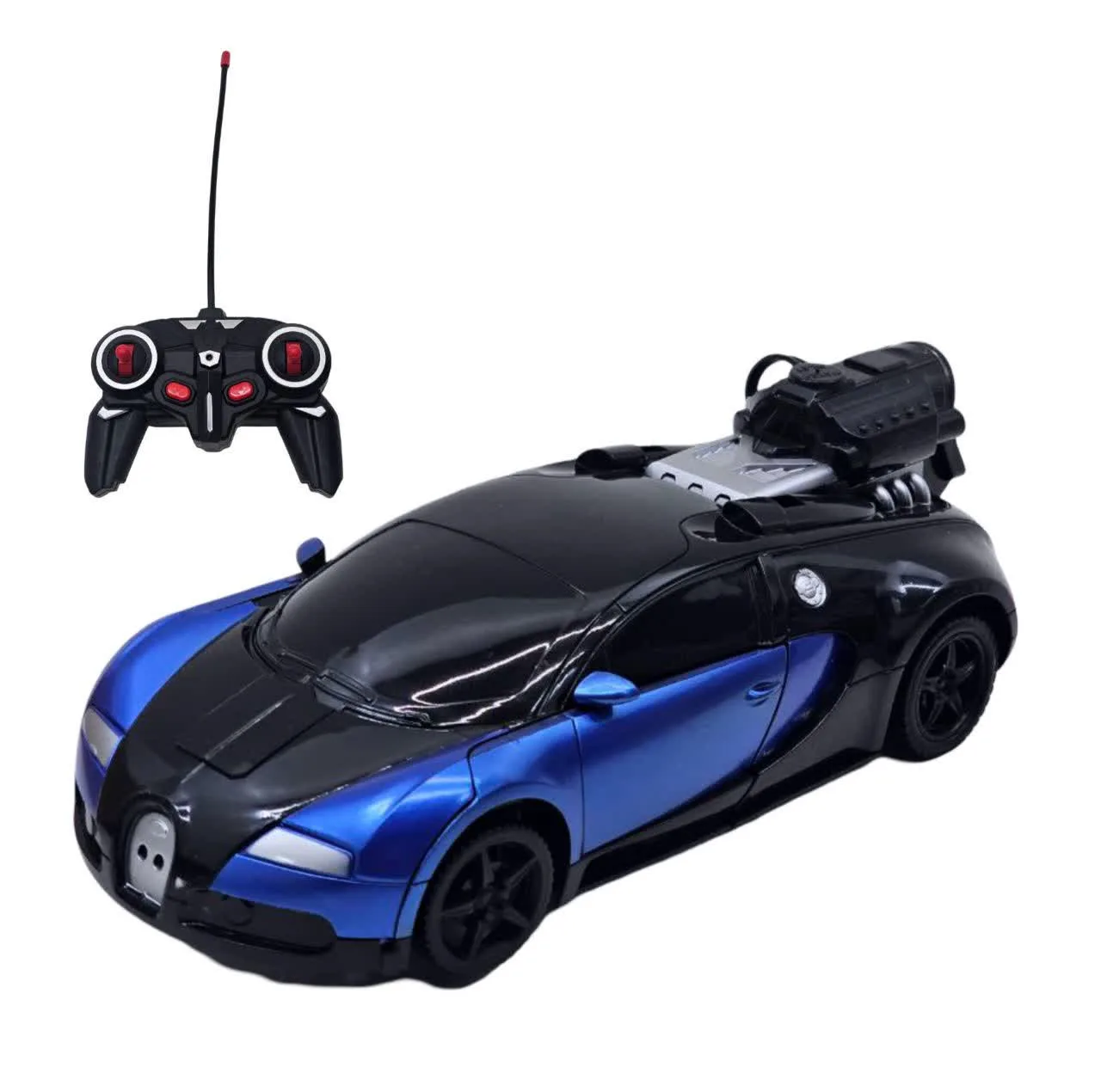 ماشین بازی کنترلی ناب سل مدل بوگاتی شارژی تبدیل شونده دودزا چراغدار Bugatti rechargeable remote control game machine with smoke and lights