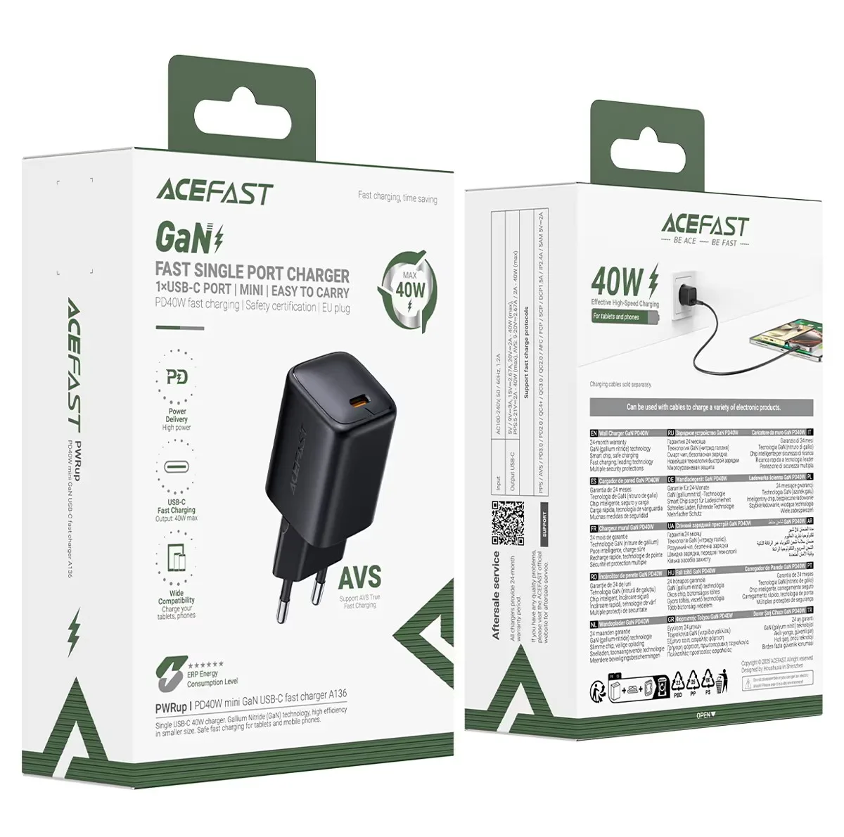 شارژر دیواری 40 وات ایس فست مدل A136