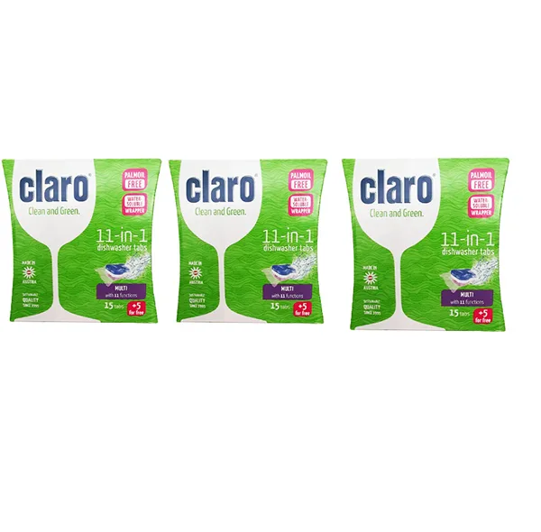 قرص ماشین ظرفشویی کلارو مدل 11in1 وزن 400 گرم بسته 3 عددی